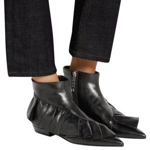 J.W. Anderson Ruffled Leather Pointy Toe Bootie